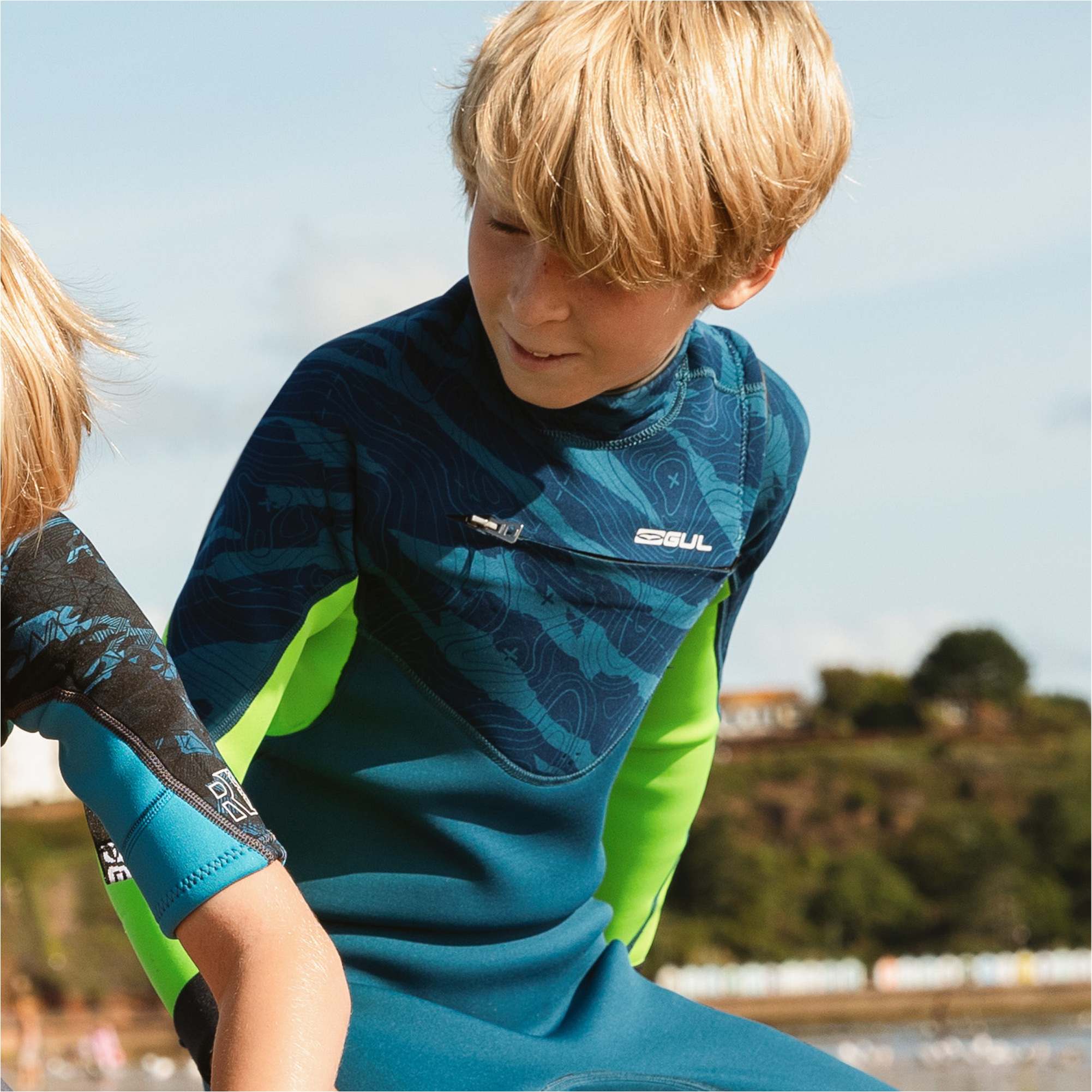 2025 Gul Junior Response Echo 3/2mm Chest Zip Wetsuit RE1329/C2 - Navy / Sulphur